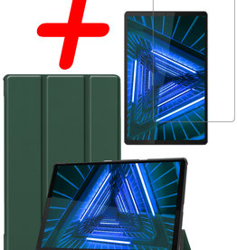 BASEY. BASEY. Lenovo Tab M10 Plus FHD Hoes Met Screenprotector - Donkergroen