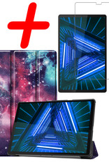 BASEY. Hoesje Geschikt voor Lenovo Tab M10 FHD Plus 2nd Gen Hoes Case Tablet Hoesje Tri-fold Met Screenprotector - Hoes Geschikt voor Lenovo Tab M10 FHD Plus (2e Gen) Hoesje Hard Cover Bookcase Hoes - Galaxy