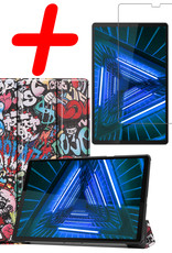 BASEY. Hoesje Geschikt voor Lenovo Tab M10 FHD Plus 2nd Gen Hoes Case Tablet Hoesje Tri-fold Met Screenprotector - Hoes Geschikt voor Lenovo Tab M10 FHD Plus (2e Gen) Hoesje Hard Cover Bookcase Hoes - Graffity