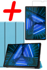 BASEY. Hoesje Geschikt voor Lenovo Tab M10 FHD Plus 2nd Gen Hoes Case Tablet Hoesje Tri-fold Met Screenprotector - Hoes Geschikt voor Lenovo Tab M10 FHD Plus (2e Gen) Hoesje Hard Cover Bookcase Hoes - Lichtblauw