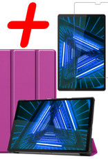 BASEY. Hoesje Geschikt voor Lenovo Tab M10 FHD Plus 2nd Gen Hoes Case Tablet Hoesje Tri-fold Met Screenprotector - Hoes Geschikt voor Lenovo Tab M10 FHD Plus (2e Gen) Hoesje Hard Cover Bookcase Hoes - Paars
