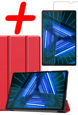 BASEY. Hoesje Geschikt voor Lenovo Tab M10 FHD Plus 2nd Gen Hoes Case Tablet Hoesje Tri-fold Met Screenprotector - Hoes Geschikt voor Lenovo Tab M10 FHD Plus (2e Gen) Hoesje Hard Cover Bookcase Hoes - Rood