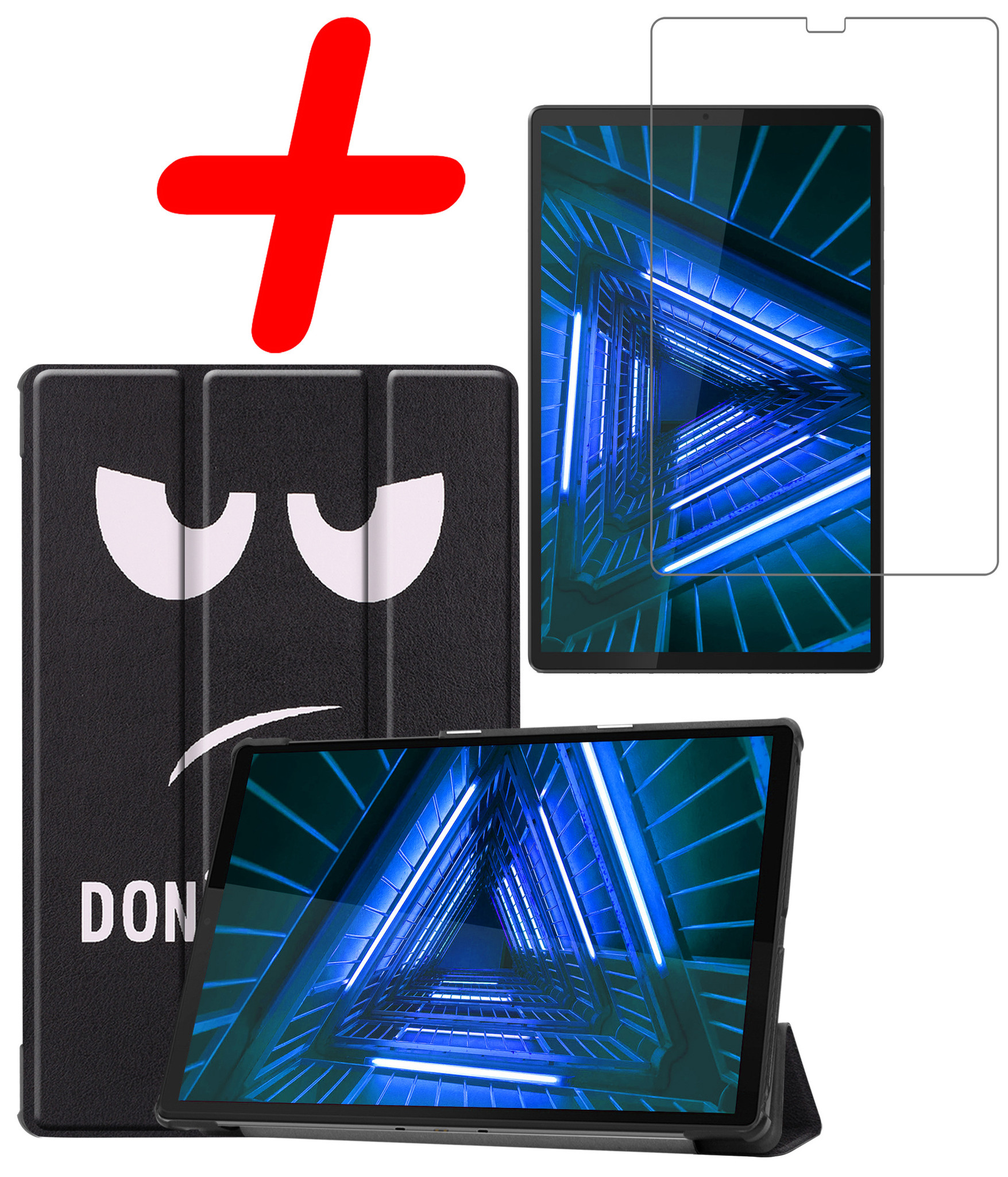 BASEY. Hoesje Geschikt voor Lenovo Tab M10 FHD Plus 2nd Gen Hoes Case Tablet Hoesje Tri-fold Met Screenprotector - Hoes Geschikt voor Lenovo Tab M10 FHD Plus (2e Gen) Hoesje Hard Cover Bookcase Hoes - Don't Touch Me