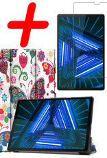 BASEY. Hoesje Geschikt voor Lenovo Tab M10 FHD Plus 2nd Gen Hoes Case Tablet Hoesje Tri-fold Met Screenprotector - Hoes Geschikt voor Lenovo Tab M10 FHD Plus (2e Gen) Hoesje Hard Cover Bookcase Hoes - Vlinders