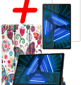 BASEY. BASEY. Lenovo Tab M10 Plus FHD Hoes Met Screenprotector - Vlinders