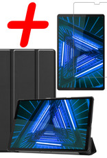 BASEY. Hoesje Geschikt voor Lenovo Tab M10 FHD Plus 2nd Gen Hoes Case Tablet Hoesje Tri-fold Met Screenprotector - Hoes Geschikt voor Lenovo Tab M10 FHD Plus (2e Gen) Hoesje Hard Cover Bookcase Hoes - Zwart