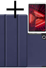 NoXx Hoesje Geschikt voor Lenovo Tab M10 FHD Plus 2nd Gen Hoesje Case Hard Cover Hoes Book Case Met Screenprotector - Donkerblauw