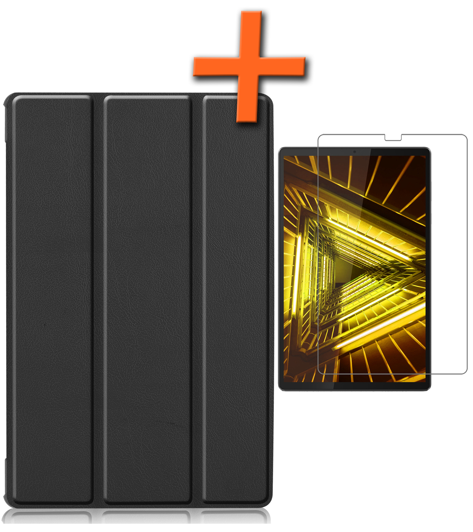 Nomfy Hoes Geschikt voor Lenovo Tab M10 FHD Plus 2nd Gen Hoes Tri-fold Tablet Hoesje Case Met Screenprotector - Hoesje Geschikt voor Lenovo Tab M10 FHD Plus (2e Gen) Hoesje Hardcover Bookcase - Zwart