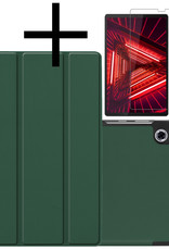 NoXx Hoesje Geschikt voor Lenovo Tab M10 FHD Plus 2nd Gen Hoesje Case Hard Cover Hoes Book Case Met Screenprotector - Donkergroen