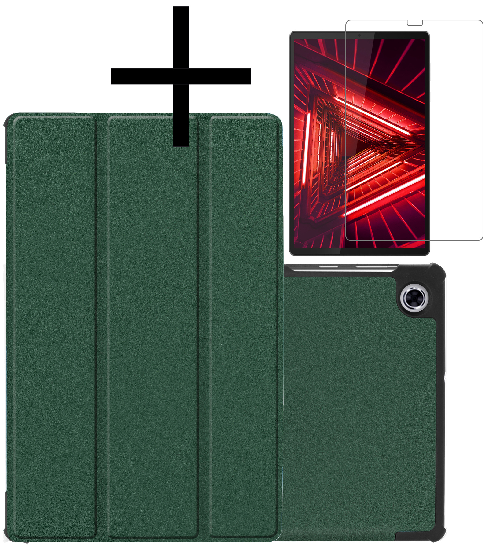 NoXx Hoesje Geschikt voor Lenovo Tab M10 FHD Plus 2nd Gen Hoesje Case Hard Cover Hoes Book Case Met Screenprotector - Donkergroen