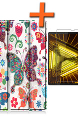 Nomfy Hoes Geschikt voor Lenovo Tab M10 FHD Plus 2nd Gen Hoes Tri-fold Tablet Hoesje Case Met Screenprotector - Hoesje Geschikt voor Lenovo Tab M10 FHD Plus (2e Gen) Hoesje Hardcover Bookcase - Vlinders