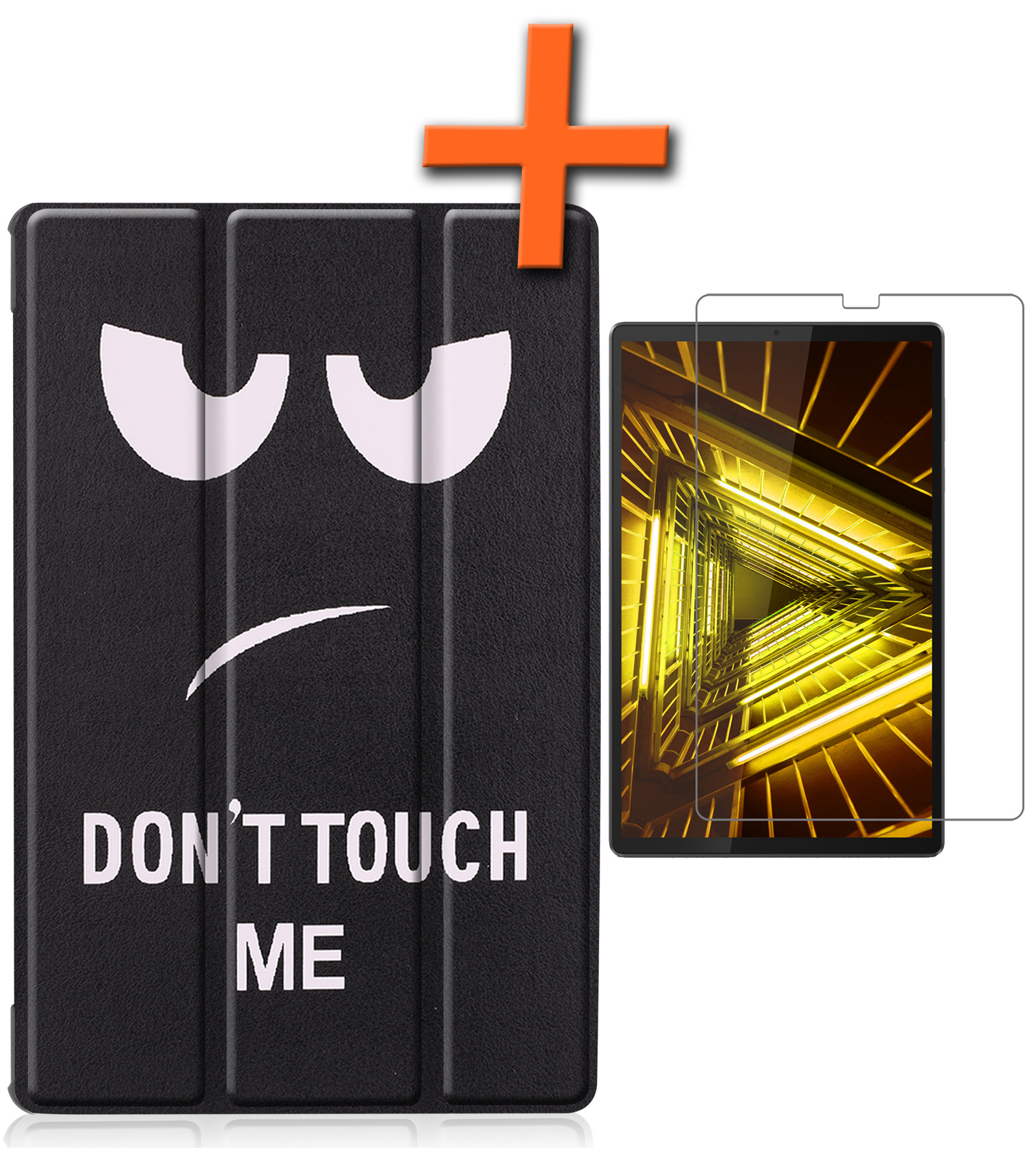 Nomfy Hoes Geschikt voor Lenovo Tab M10 FHD Plus 2nd Gen Hoes Tri-fold Tablet Hoesje Case Met Screenprotector - Hoesje Geschikt voor Lenovo Tab M10 FHD Plus (2e Gen) Hoesje Hardcover Bookcase - Don't Touch Me