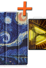 Nomfy Hoes Geschikt voor Lenovo Tab M10 FHD Plus 2nd Gen Hoes Tri-fold Tablet Hoesje Case Met Screenprotector - Hoesje Geschikt voor Lenovo Tab M10 FHD Plus (2e Gen) Hoesje Hardcover Bookcase - Sterrenhemel