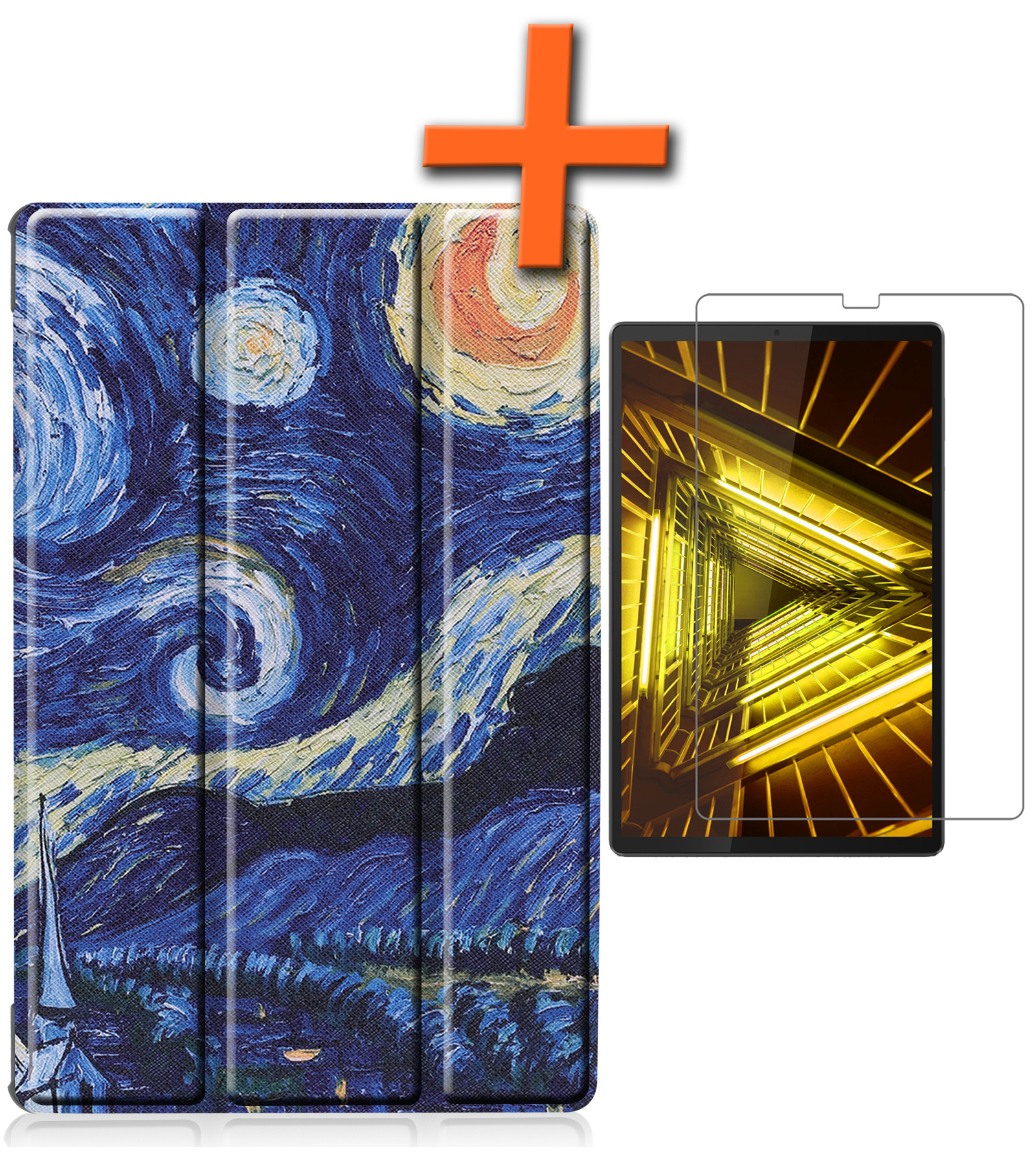 Nomfy Hoes Geschikt voor Lenovo Tab M10 FHD Plus 2nd Gen Hoes Tri-fold Tablet Hoesje Case Met Screenprotector - Hoesje Geschikt voor Lenovo Tab M10 FHD Plus (2e Gen) Hoesje Hardcover Bookcase - Sterrenhemel