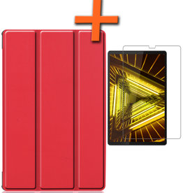 Nomfy Nomfy Lenovo Tab M10 Plus FHD Hoes Met Screenprotector - Rood