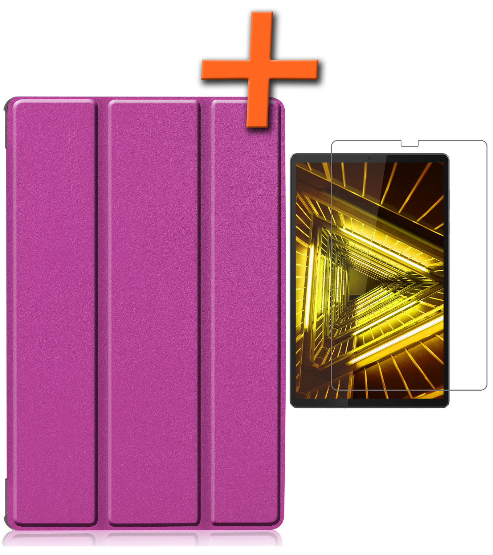 Nomfy Hoes Geschikt voor Lenovo Tab M10 FHD Plus 2nd Gen Hoes Tri-fold Tablet Hoesje Case Met Screenprotector - Hoesje Geschikt voor Lenovo Tab M10 FHD Plus (2e Gen) Hoesje Hardcover Bookcase - Paars