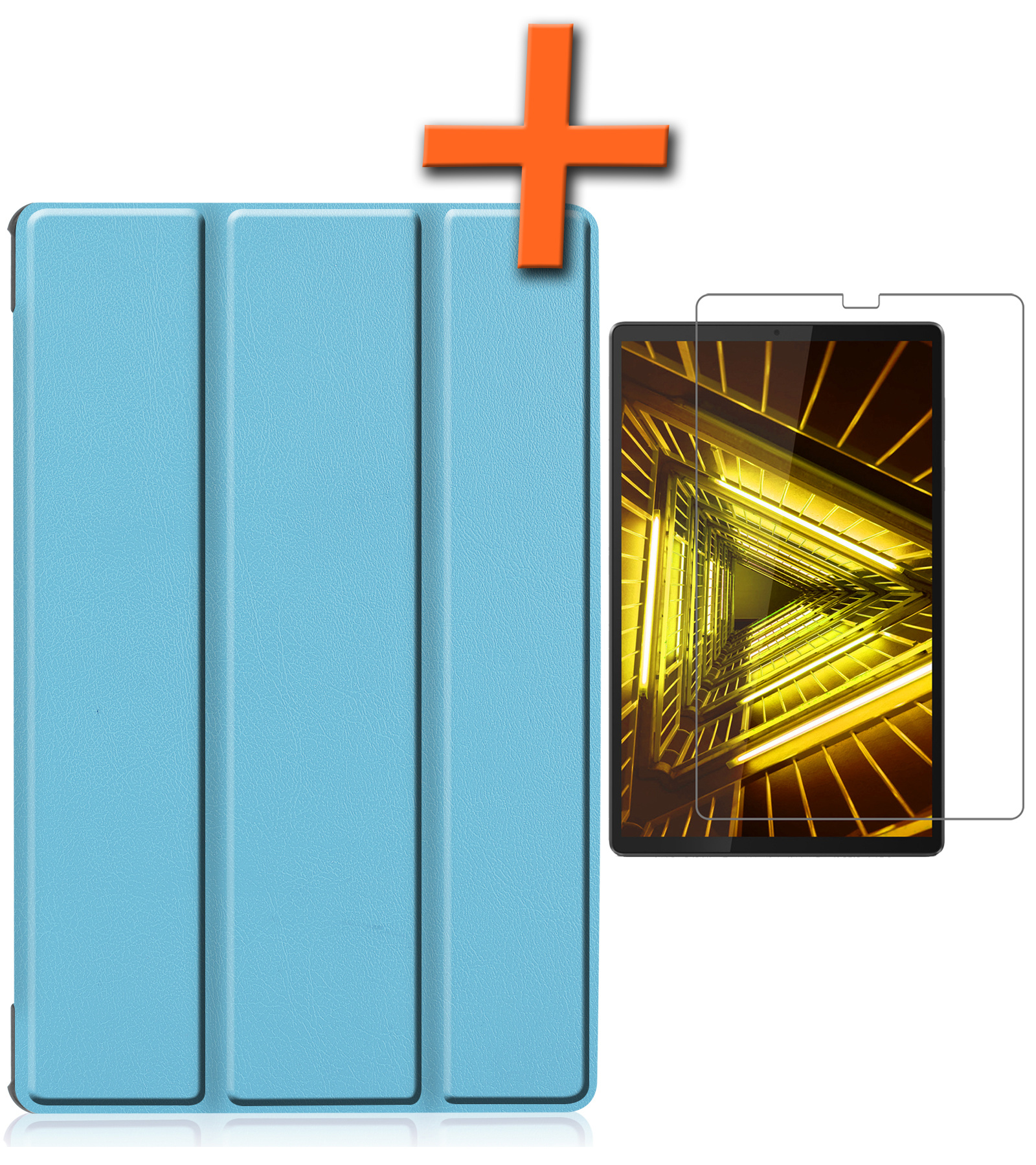 Nomfy Hoes Geschikt voor Lenovo Tab M10 FHD Plus 2nd Gen Hoes Tri-fold Tablet Hoesje Case Met Screenprotector - Hoesje Geschikt voor Lenovo Tab M10 FHD Plus (2e Gen) Hoesje Hardcover Bookcase - Lichtblauw