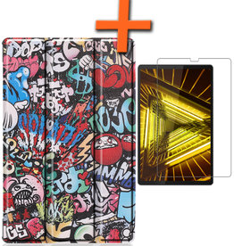 Nomfy Nomfy Lenovo Tab M10 Plus FHD Hoes Met Screenprotector - Graffity