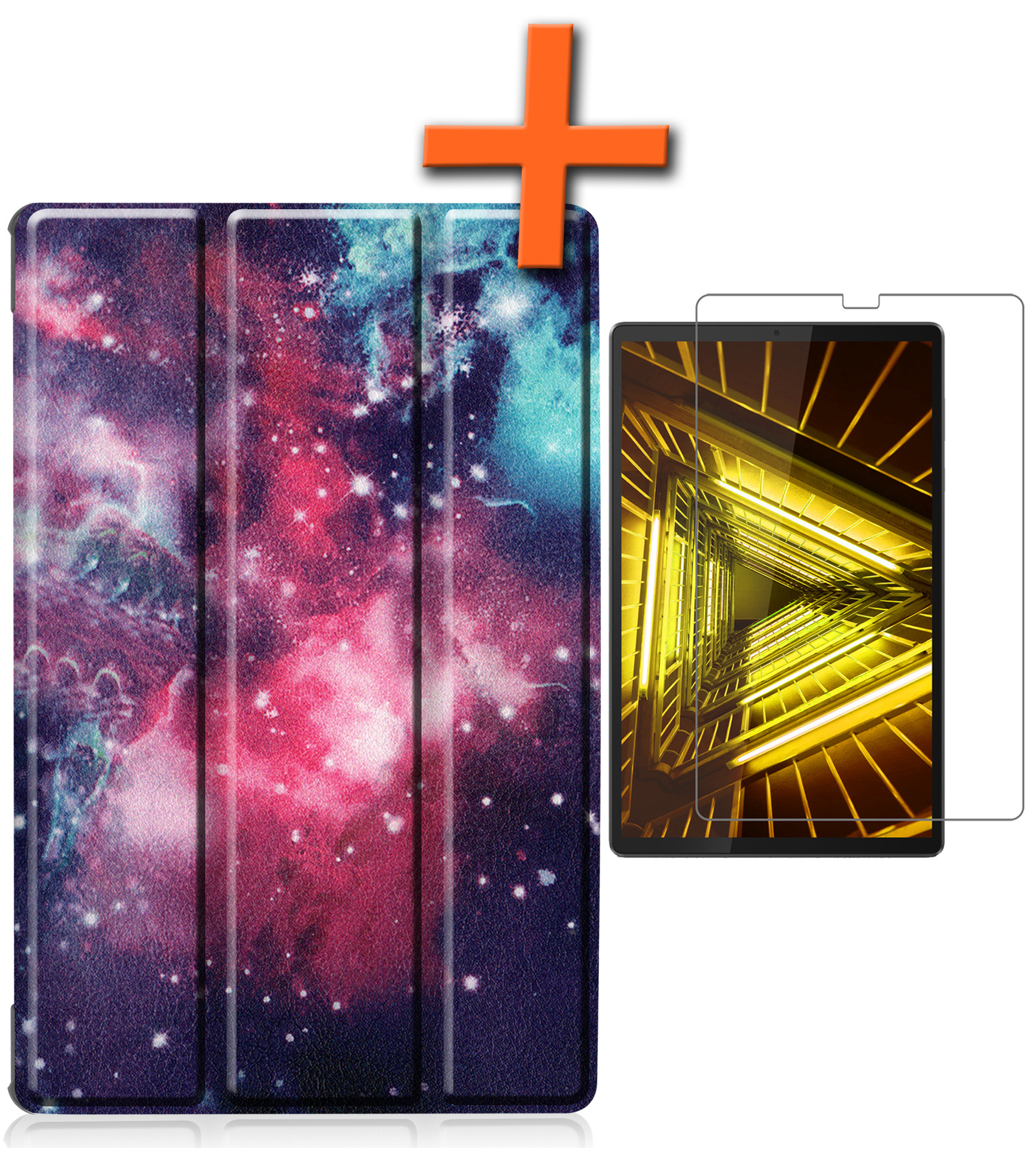 Nomfy Hoes Geschikt voor Lenovo Tab M10 FHD Plus 2nd Gen Hoes Tri-fold Tablet Hoesje Case Met Screenprotector - Hoesje Geschikt voor Lenovo Tab M10 FHD Plus (2e Gen) Hoesje Hardcover Bookcase - Galaxy
