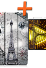 Nomfy Hoes Geschikt voor Lenovo Tab M10 FHD Plus 2nd Gen Hoes Tri-fold Tablet Hoesje Case Met Screenprotector - Hoesje Geschikt voor Lenovo Tab M10 FHD Plus (2e Gen) Hoesje Hardcover Bookcase - Eiffeltoren
