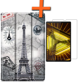 Nomfy Nomfy Lenovo Tab M10 Plus FHD Hoes Met Screenprotector - Eiffeltoren