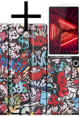 NoXx Hoesje Geschikt voor Lenovo Tab M10 FHD Plus 2nd Gen Hoesje Case Hard Cover Hoes Book Case Met Screenprotector - Graffity