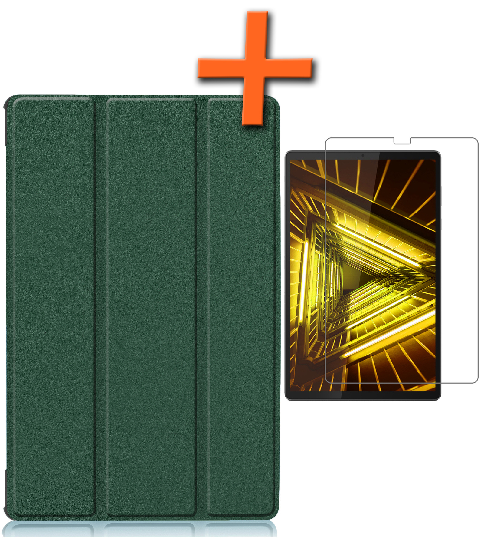 Nomfy Hoes Geschikt voor Lenovo Tab M10 FHD Plus 2nd Gen Hoes Tri-fold Tablet Hoesje Case Met Screenprotector - Hoesje Geschikt voor Lenovo Tab M10 FHD Plus (2e Gen) Hoesje Hardcover Bookcase - Donkergroen