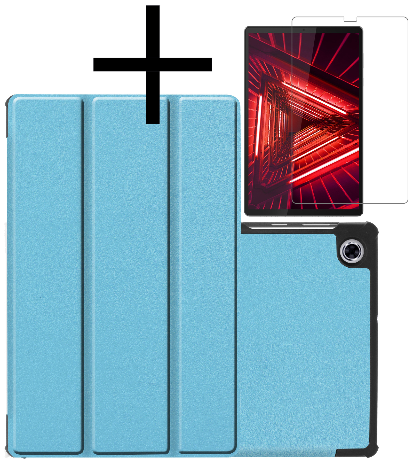NoXx Hoesje Geschikt voor Lenovo Tab M10 FHD Plus 2nd Gen Hoesje Case Hard Cover Hoes Book Case Met Screenprotector - Lichtblauw