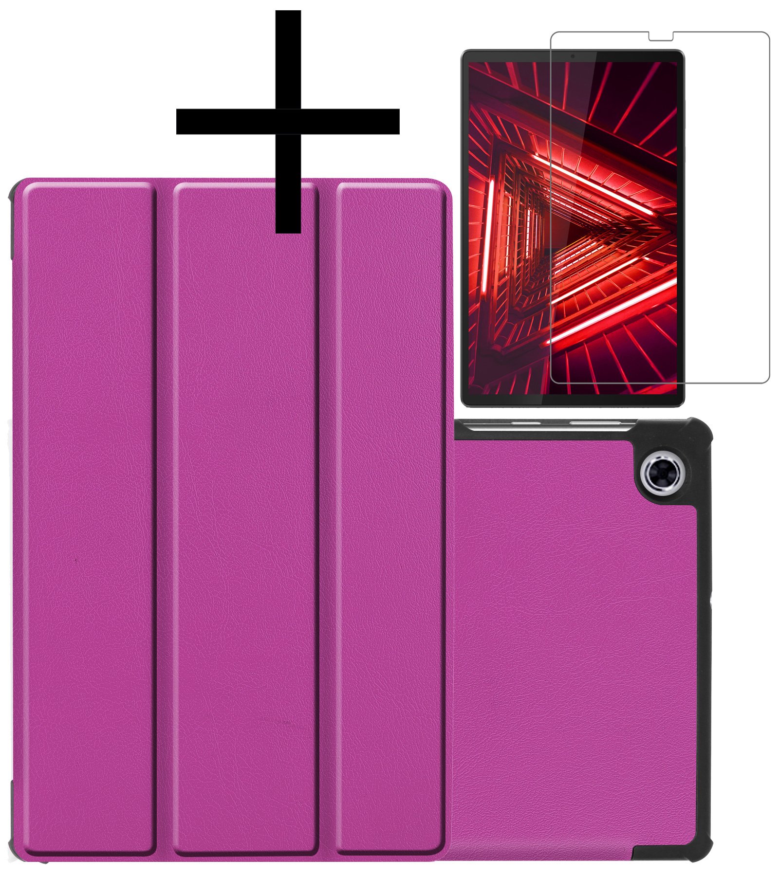 NoXx Lenovo Tab M10 FHD Plus Hoesje Case Hard Cover Hoes Book Case + Screenprotector - Paars