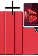 NoXx Hoesje Geschikt voor Lenovo Tab M10 FHD Plus 2nd Gen Hoesje Case Hard Cover Hoes Book Case Met Screenprotector - Rood