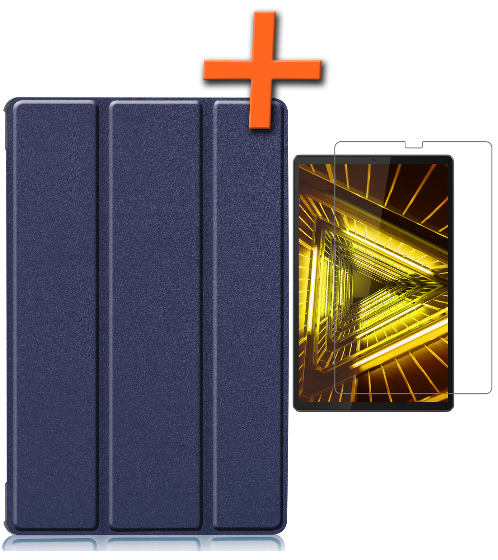 Nomfy Hoes Geschikt voor Lenovo Tab M10 FHD Plus 2nd Gen Hoes Tri-fold Tablet Hoesje Case Met Screenprotector - Hoesje Geschikt voor Lenovo Tab M10 FHD Plus (2e Gen) Hoesje Hardcover Bookcase - Donkerblauw