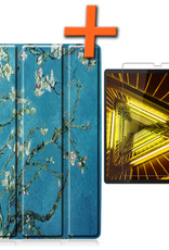 Nomfy Hoes Geschikt voor Lenovo Tab M10 FHD Plus 2nd Gen Hoes Tri-fold Tablet Hoesje Case Met Screenprotector - Hoesje Geschikt voor Lenovo Tab M10 FHD Plus (2e Gen) Hoesje Hardcover Bookcase - Bloesem