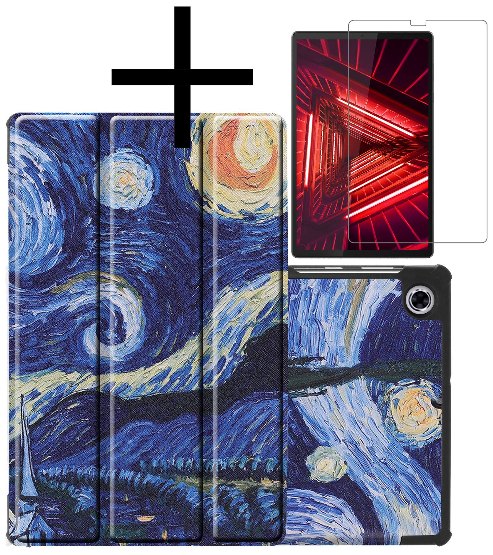 NoXx Hoesje Geschikt voor Lenovo Tab M10 FHD Plus 2nd Gen Hoesje Case Hard Cover Hoes Book Case Met Screenprotector - Sterrenhemel
