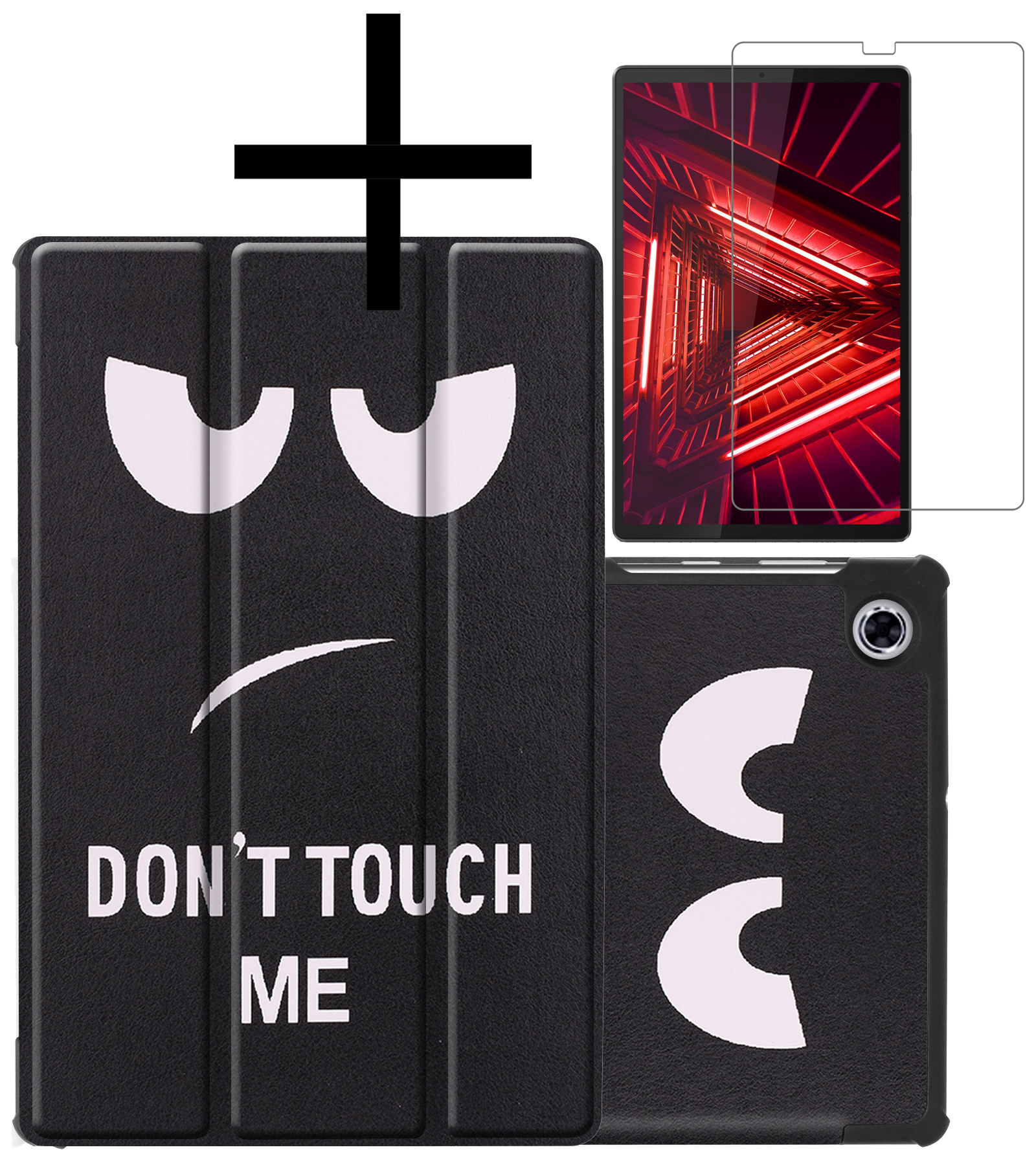 NoXx Hoesje Geschikt voor Lenovo Tab M10 FHD Plus 2nd Gen Hoesje Case Hard Cover Hoes Book Case Met Screenprotector - Don't Touch Me