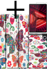 NoXx Hoesje Geschikt voor Lenovo Tab M10 FHD Plus 2nd Gen Hoesje Case Hard Cover Hoes Book Case Met Screenprotector - Vlinders