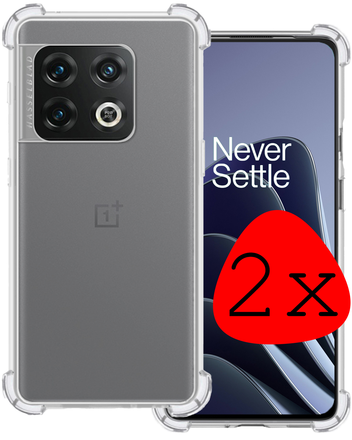 BASEY. Hoes Geschikt voor OnePlus 10 Pro Hoesje Shock Proof Case Hoes Siliconen - Hoesje Geschikt voor OnePlus 10 Pro Hoes Cover Shockproof - Transparant - 2 Stuks