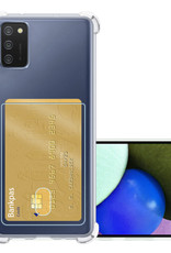 NoXx Hoes Geschikt voor Samsung A02s Hoesje Pasjeshouder Cover Shock Proof Case Siliconen Hoes Met Kaarthouder - Transparant