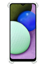 NoXx Hoes Geschikt voor Samsung A02s Hoesje Pasjeshouder Cover Shock Proof Case Siliconen Hoes Met Kaarthouder - Transparant