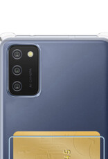 NoXx Hoes Geschikt voor Samsung A02s Hoesje Pasjeshouder Cover Shock Proof Case Siliconen Hoes Met Kaarthouder - Transparant