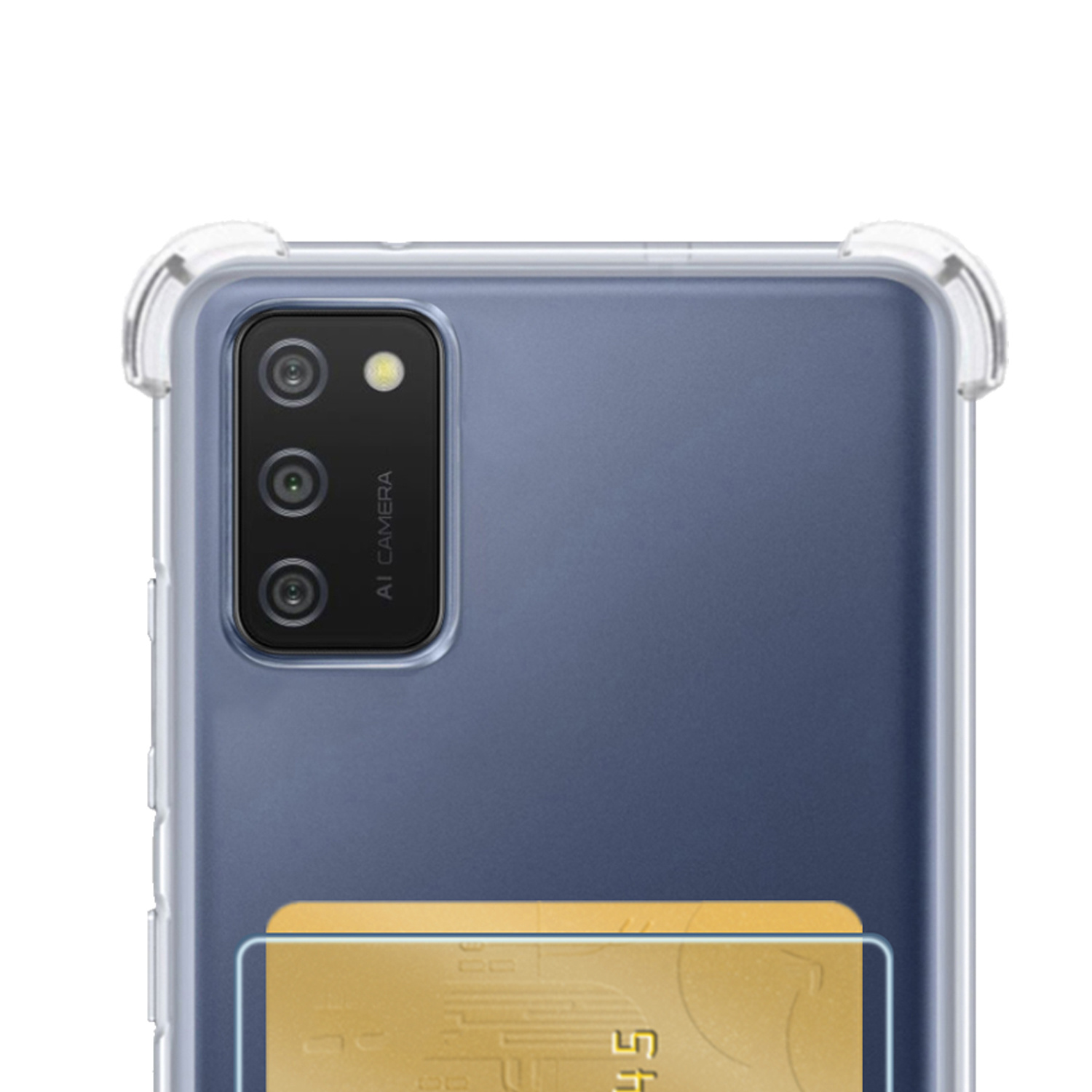 NoXx Hoes Geschikt voor Samsung A02s Hoesje Pasjeshouder Cover Shock Proof Case Siliconen Hoes Met Kaarthouder - Transparant