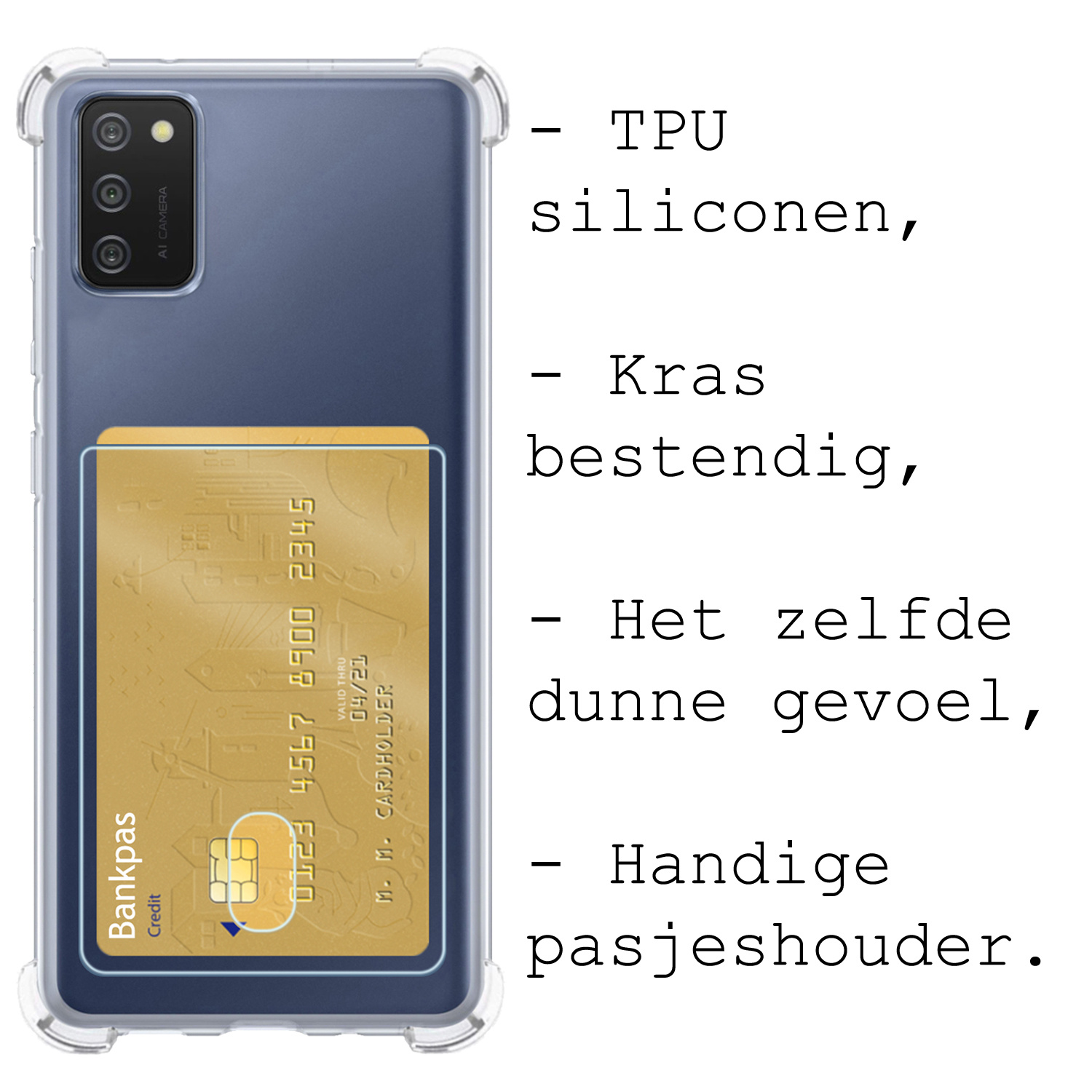 BASEY. Hoes Geschikt voor Samsung A03s Hoesje Shock Proof Case Hoes - Hoesje Geschikt voor Samsung Galaxy A03s Hoes Cover Shockproof - Transparant