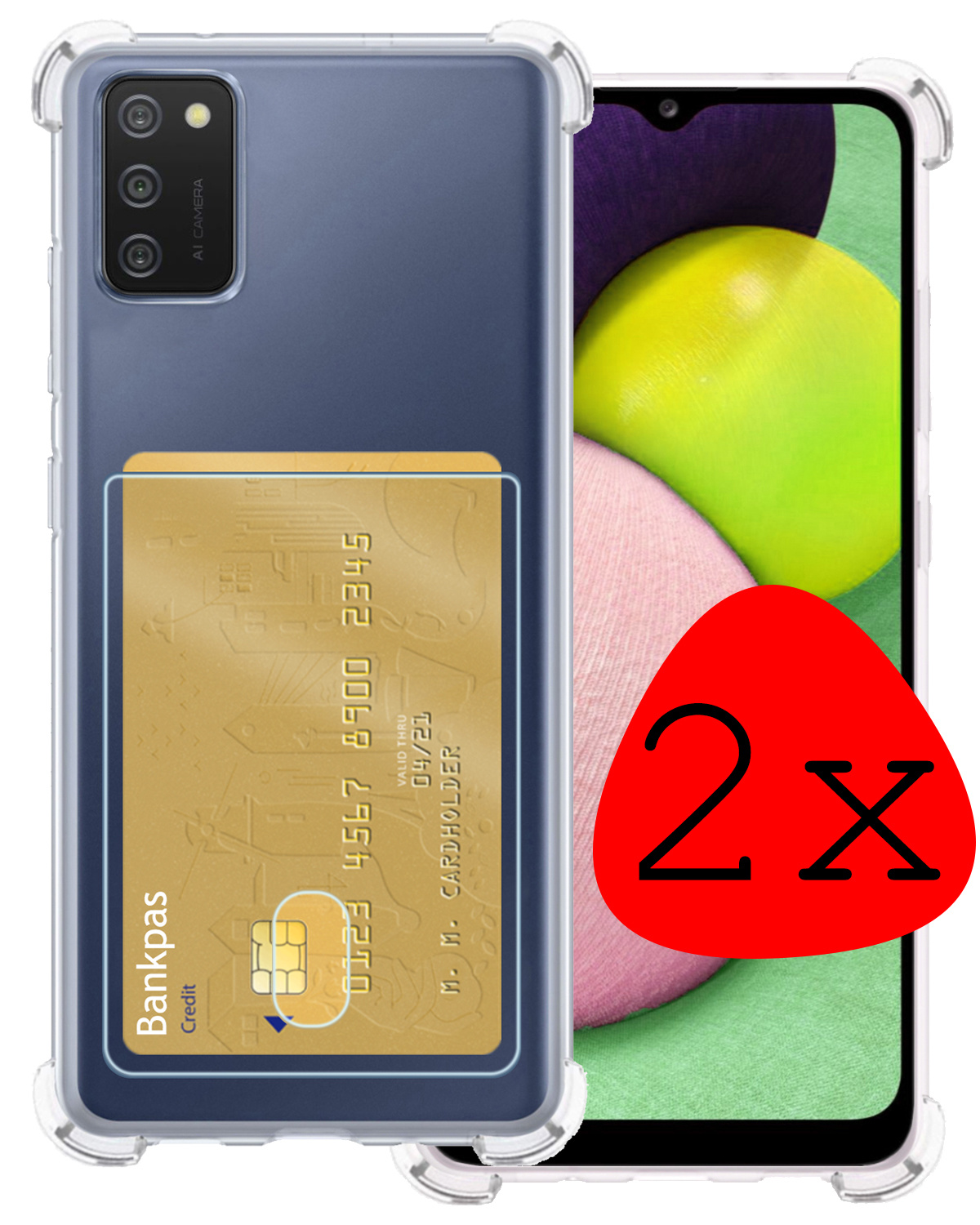 BASEY. Hoes Geschikt voor Samsung A03s Hoesje Shock Proof Case Hoes - Hoesje Geschikt voor Samsung Galaxy A03s Hoes Cover Shockproof - Transparant - 2 Stuks