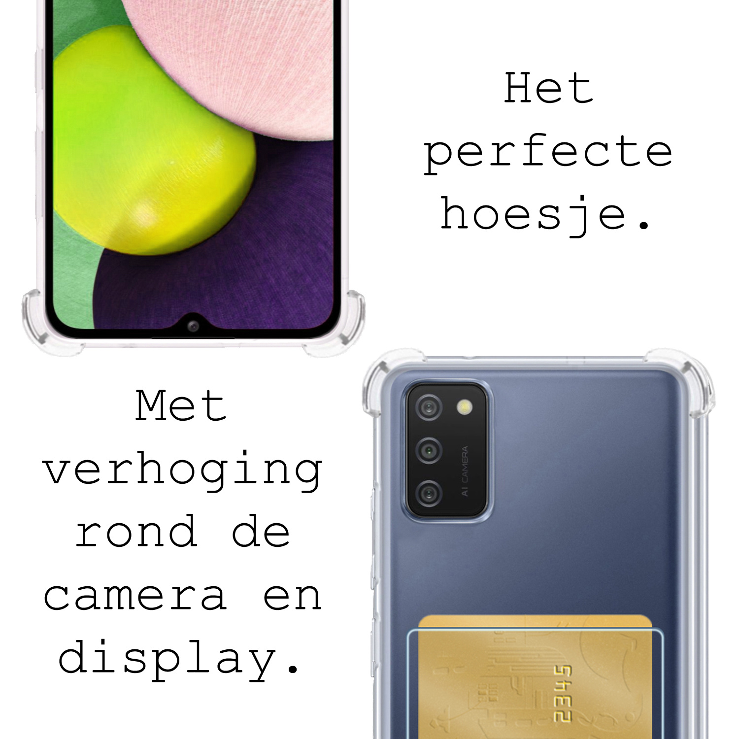 BASEY. Hoes Geschikt voor Samsung A03s Hoesje Shock Proof Case Hoes - Hoesje Geschikt voor Samsung Galaxy A03s Hoes Cover Shockproof - Transparant - 2 Stuks
