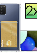 NoXx Hoes Geschikt voor Samsung A03s Hoesje Pasjeshouder Cover Shock Proof Case Siliconen Hoes Met Kaarthouder - Transparant - 2x