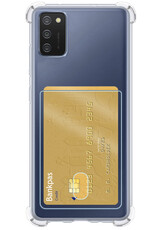 NoXx Hoes Geschikt voor Samsung A03s Hoesje Pasjeshouder Cover Shock Proof Case Siliconen Hoes Met Kaarthouder - Transparant - 2x