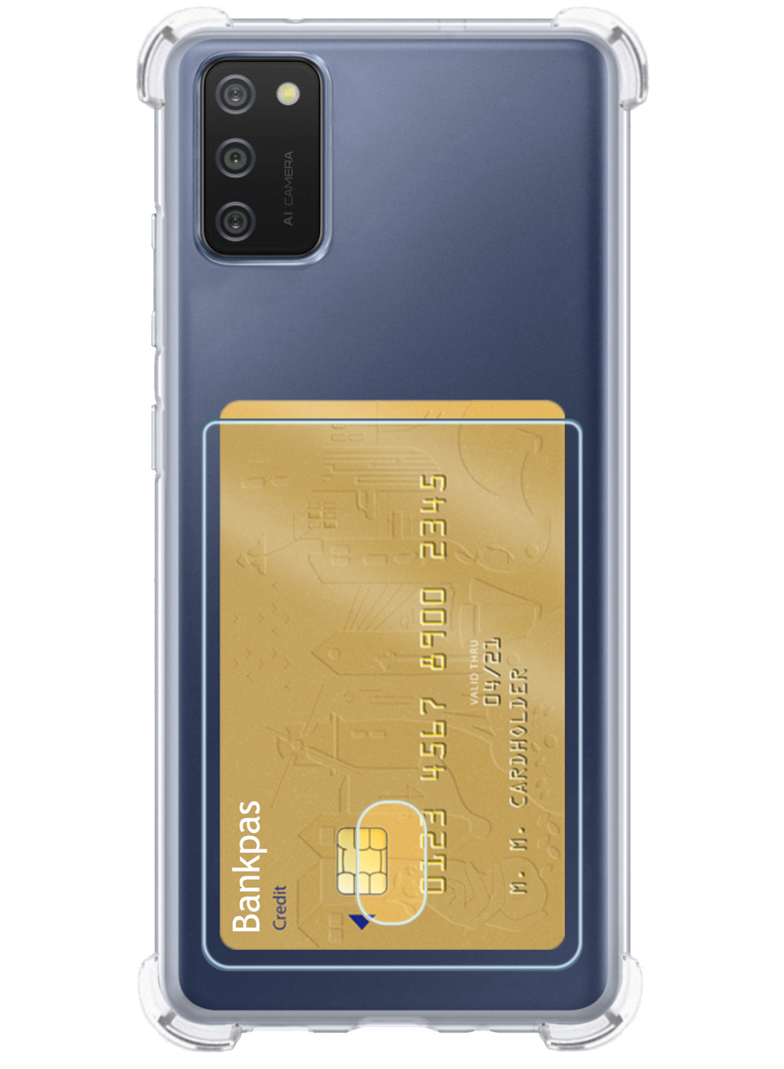 Nomfy Hoesje Geschikt voor Samsung A03s Hoesje Pasjeshouder Shockproof Pas Houder - Hoesje Geschikt voor Samsung Galaxy A03s Hoes Met Kaarthouder - Transparant