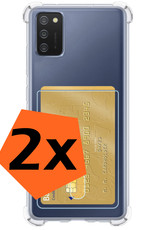 Nomfy Hoesje Geschikt voor Samsung A03s Hoesje Pasjeshouder Shockproof Pas Houder - Hoesje Geschikt voor Samsung Galaxy A03s Hoes Met Kaarthouder - Transparant - 2 PACK