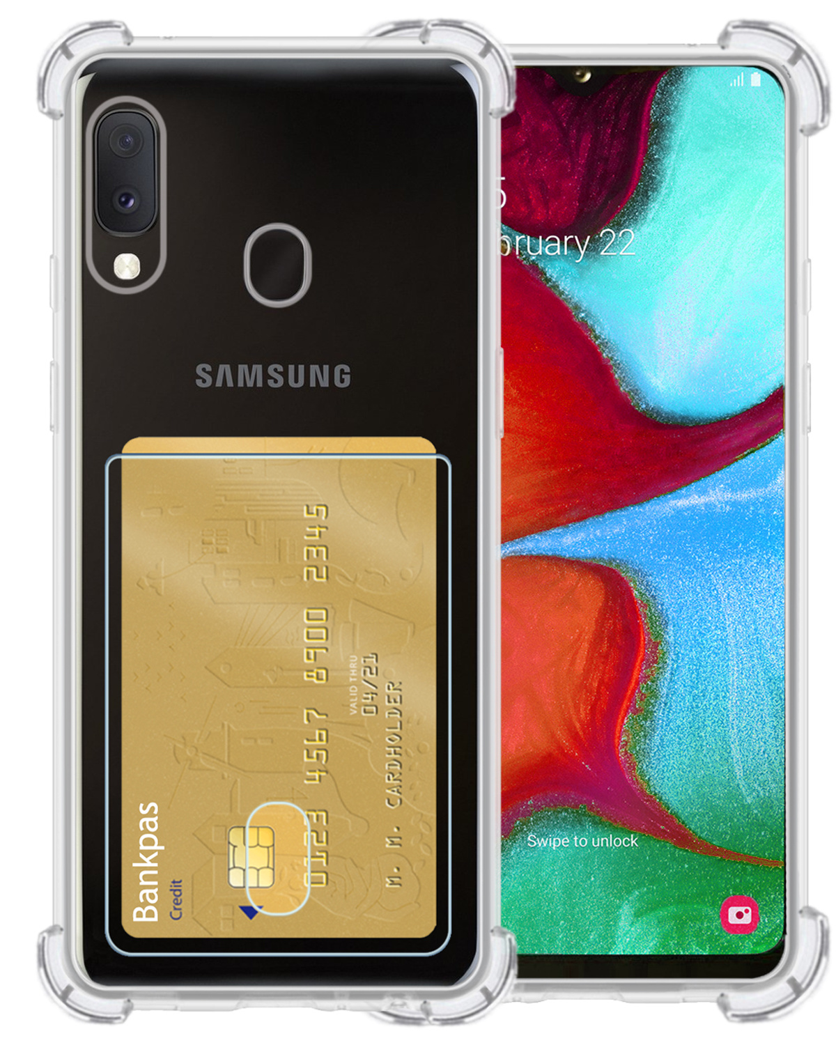 BASEY. Hoes Geschikt voor Samsung A20e Hoesje Shock Proof Case Hoes - Hoesje Geschikt voor Samsung Galaxy A20e Hoes Cover Shockproof - Transparant