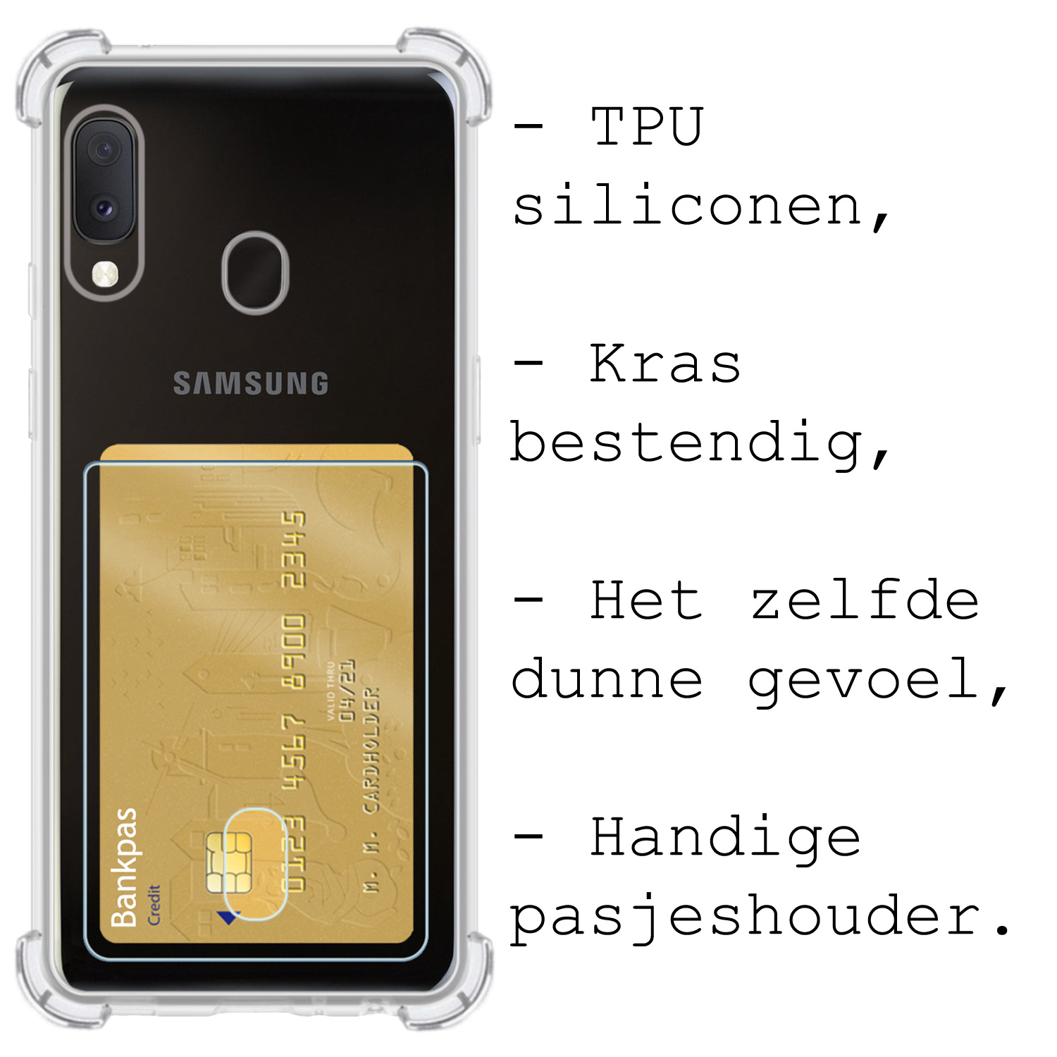 BASEY. Hoes Geschikt voor Samsung A20e Hoesje Shock Proof Case Hoes - Hoesje Geschikt voor Samsung Galaxy A20e Hoes Cover Shockproof - Transparant