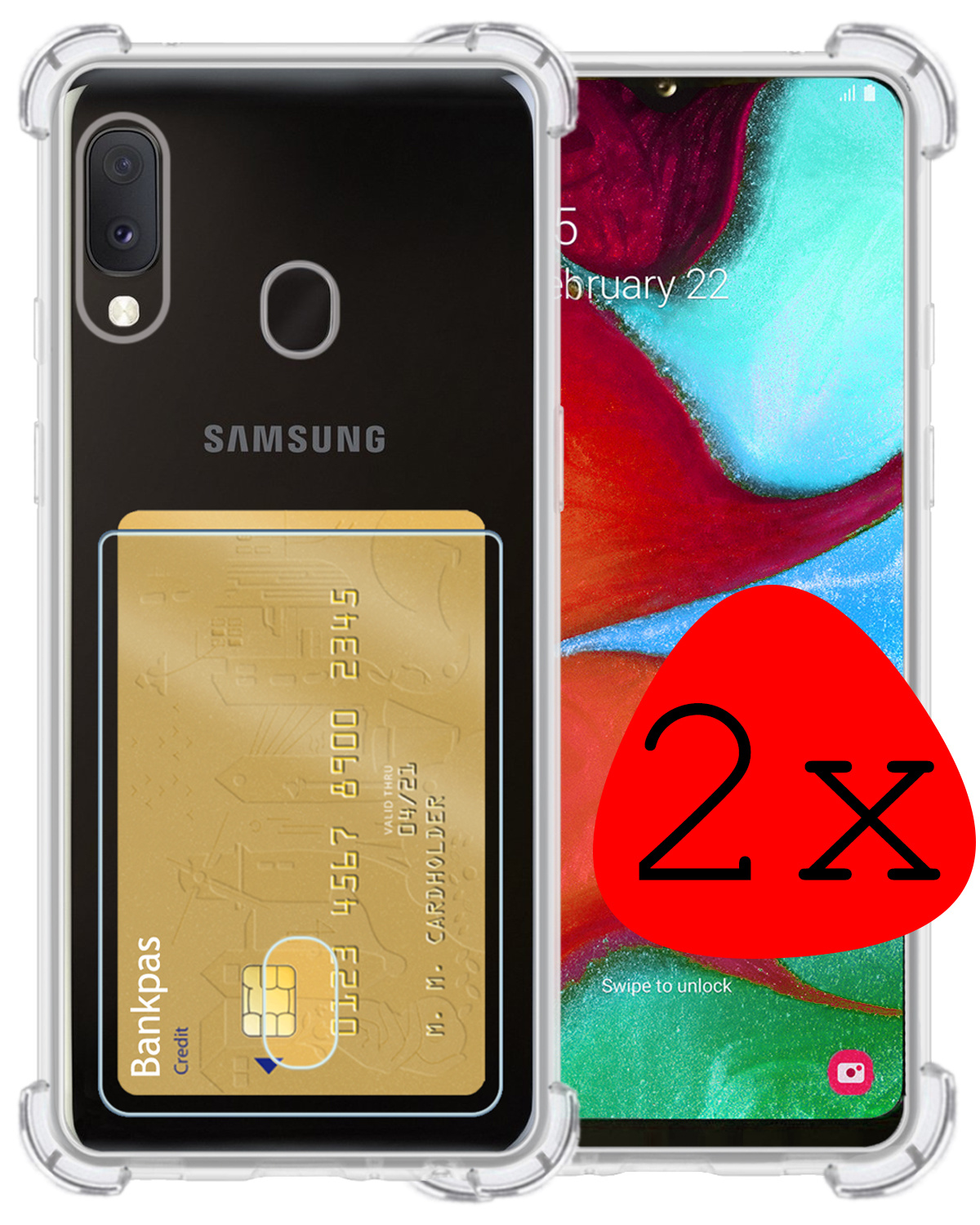 BASEY. Hoes Geschikt voor Samsung A20e Hoesje Shock Proof Case Hoes - Hoesje Geschikt voor Samsung Galaxy A20e Hoes Cover Shockproof - Transparant - 2 Stuks